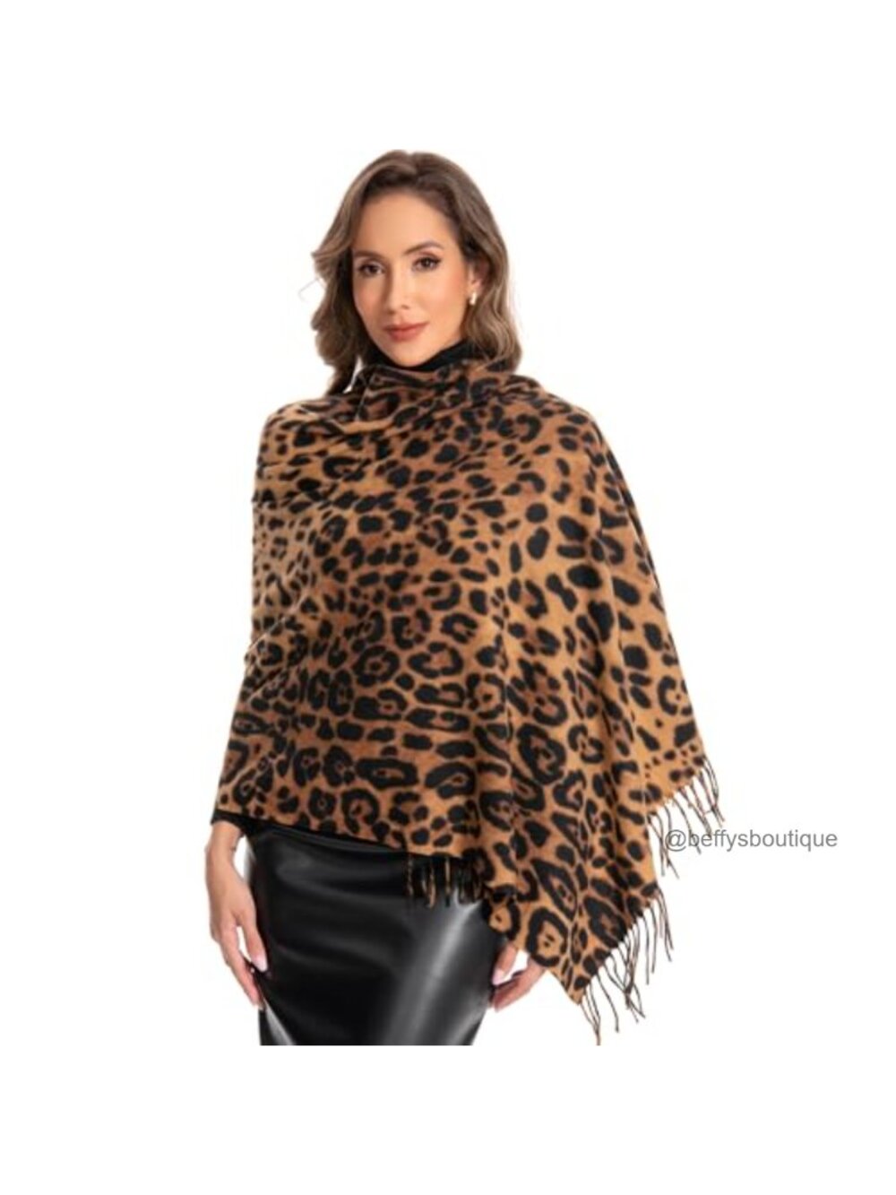 Chunky Faux Cashmere Leopard Scarf Oversized Blanket Wrap
